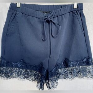 Reserved Women’s Lace Trimmed Shorts with Elastic & Drawstring Waist and Pockets